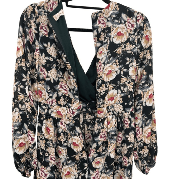 Altar'd State Floral Long Sleeve Chiffon Walk-Through Maxi Romper Multi Small - Picture 7 of 13